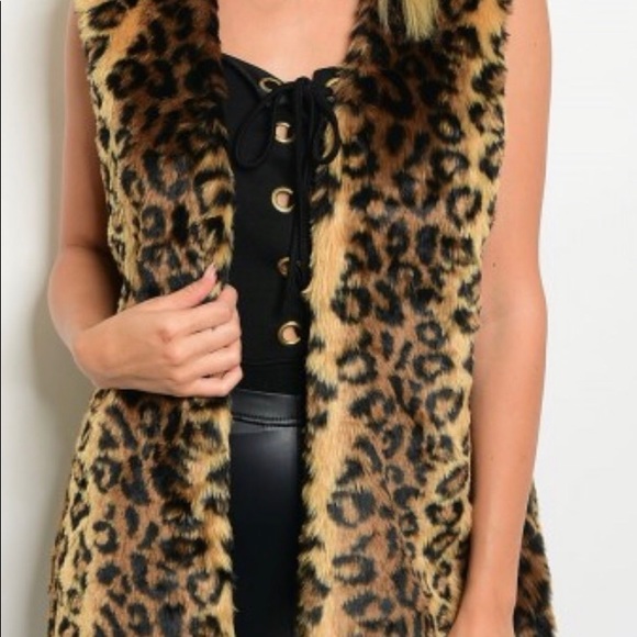 Animal Print & Black Faux Fur Vests - Picture 2 of 7